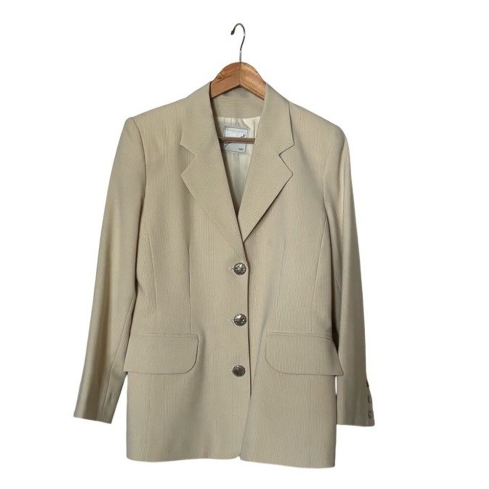 Sinequanone Pinstripe Blazer Size 38 US 6 Cream Beige Made In France Office